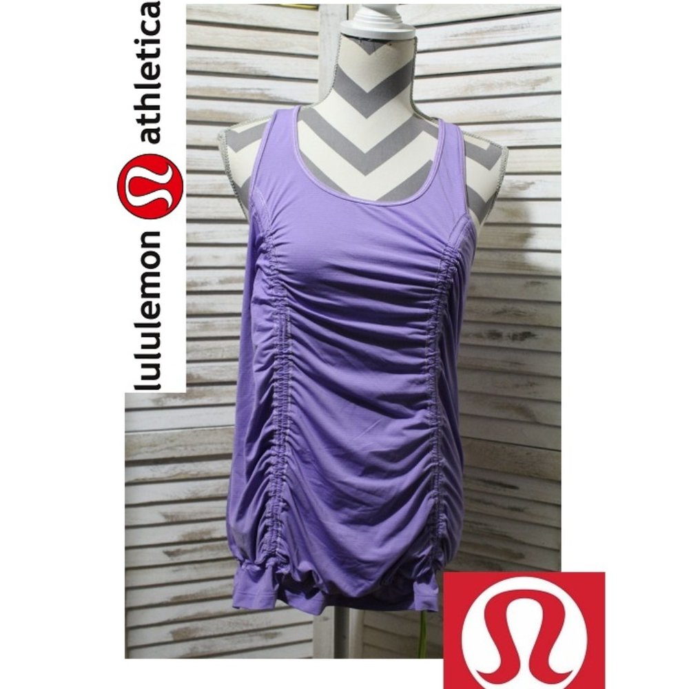 lululemon lavender draw string hem top (189)🧘